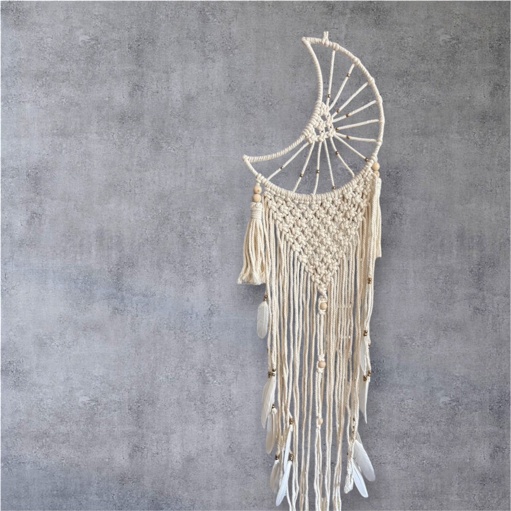Boho Moon Dreamcatcher-Style Wall Hanging